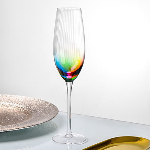 embossed crystal colorful champagne glass supplier