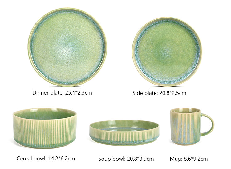 green embossed reactive stoneware set wholesale supplier