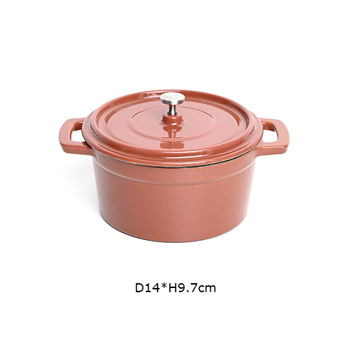 14cm orange brown cast iron cooking pot for sale