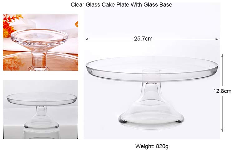 glass cake plate with glass base