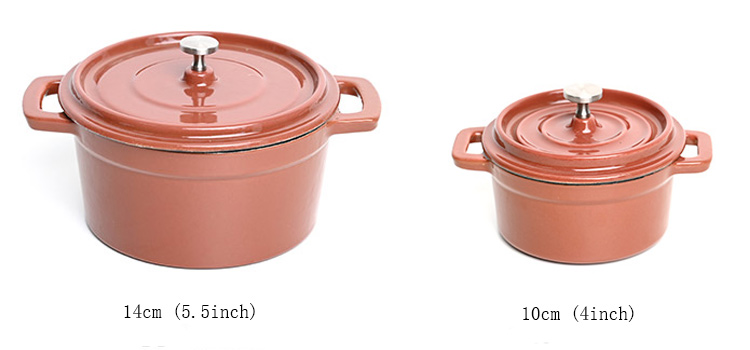 orange brown cast iron enamel dutch oven