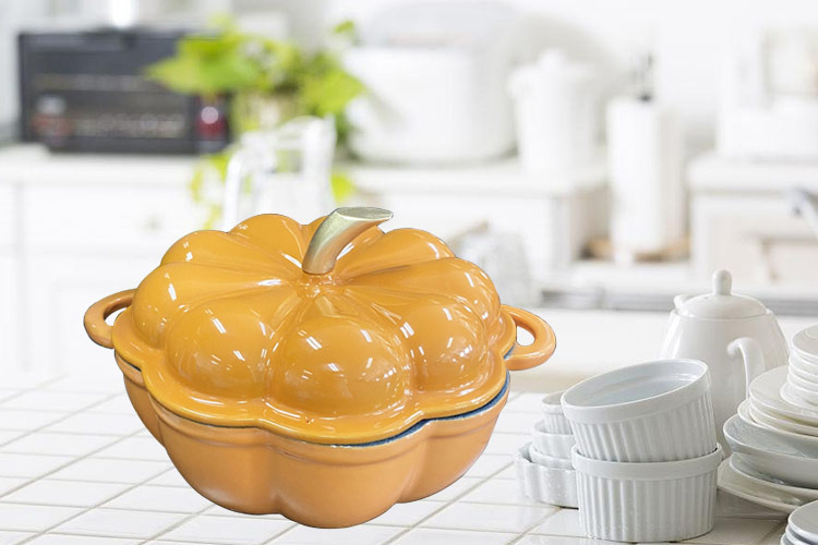 cast iron pumpkin-shaped cocotte for sale