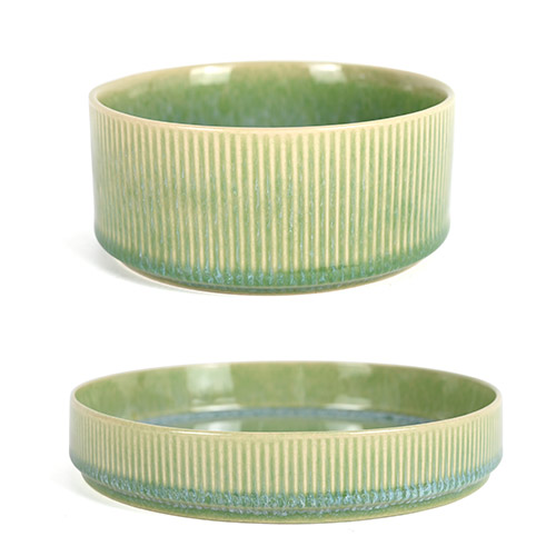 custom green reactive dinner plate and bowl