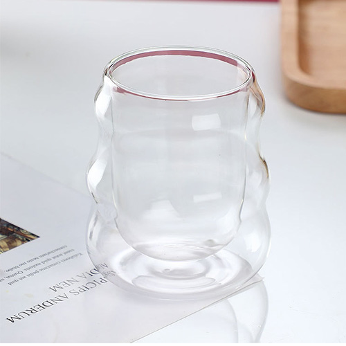 wholesale waved double-wall coffee glass