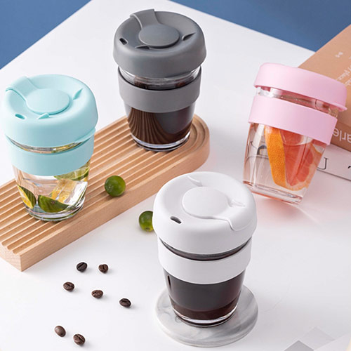 wholesale custom glass coffee cups with lid