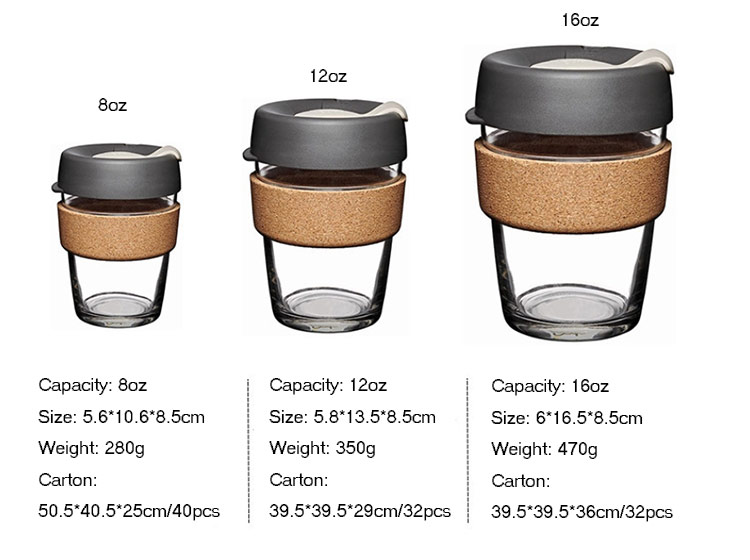 wholesale glass coffee cups with lid and sleeve