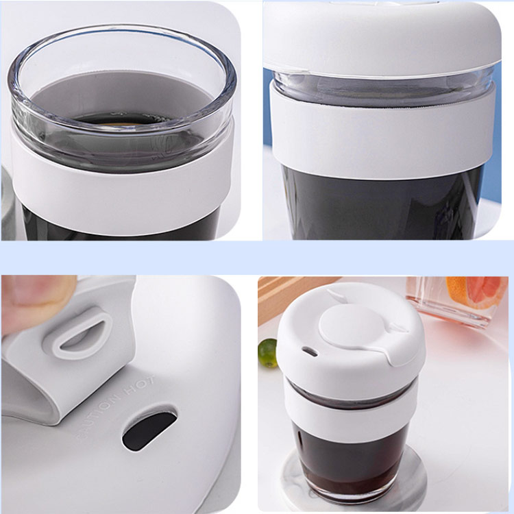 wholesale glass coffee cups with lid and sleeve