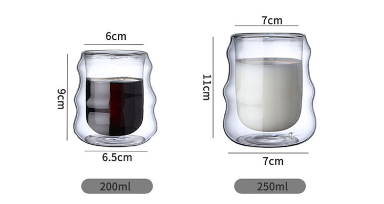 wave double-wall glass cup wholesale