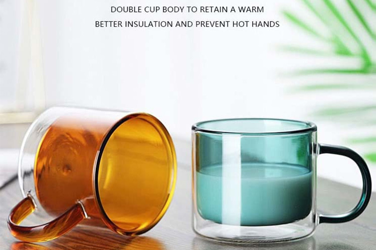 wholesale colored double-wall glass cups