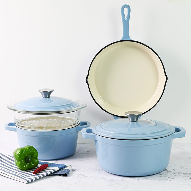 blue enameled cast iron pots and pans wholesale