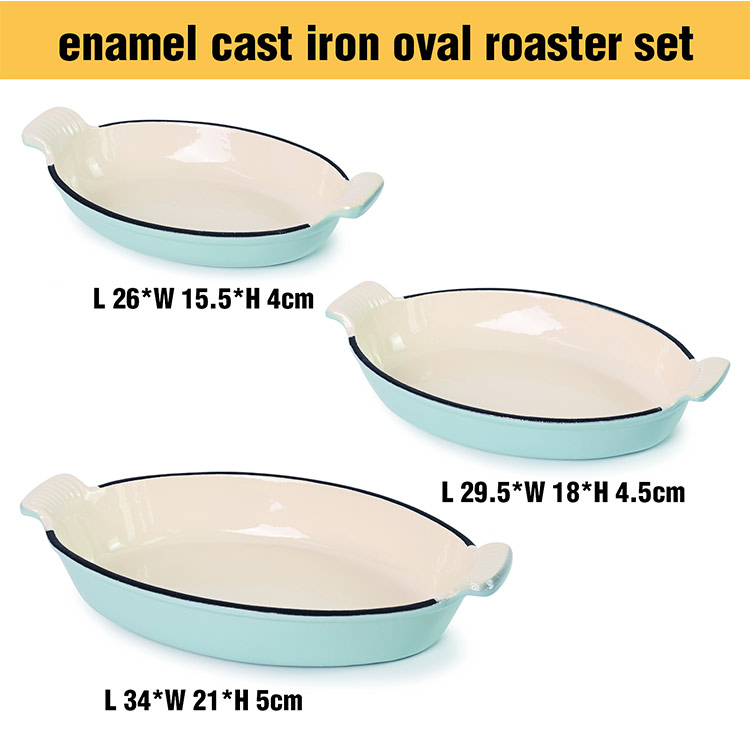 wholesale oval cast iron roaster set