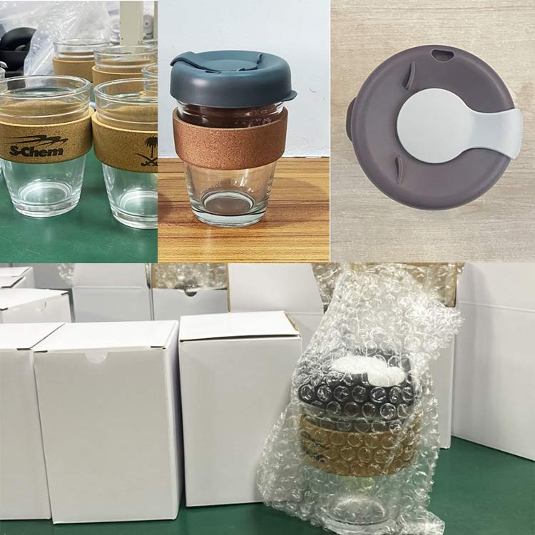 wholesale factory of custom glass coffee cups with lid