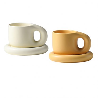 custom 400ml ceramic cups with saucer