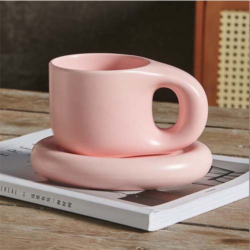 wholesale 400ml ceramic cups with handle and saucer