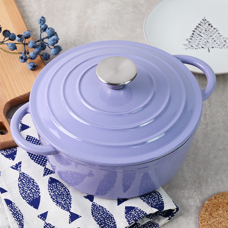 22cm purple cast iron casserole dish