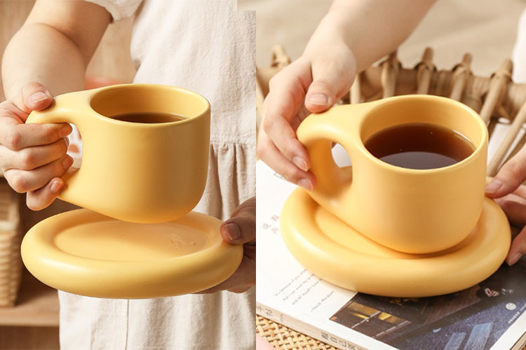 400ml handmade fat cup and saucer