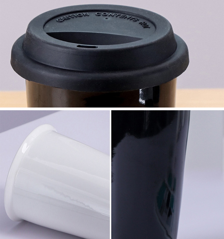 300ml ceramic travel mugs with silicone lid wholesale
