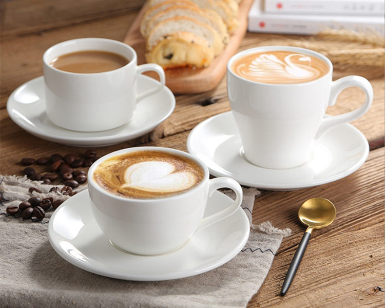 white ceramic espresso latte cappuccino cup