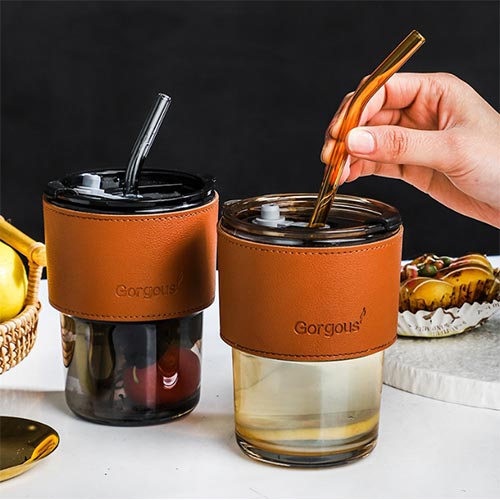 450ml bamboo shape glass coffee cup wholesale supplier