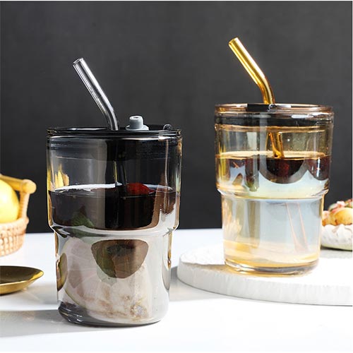 450ml bamboo shape glass coffee cup manufacturer
