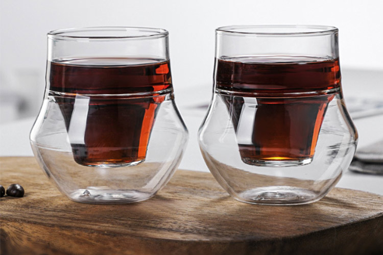 creative double glass cups