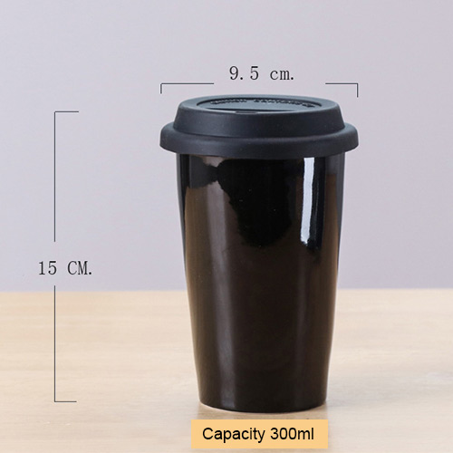 wholesale 300ml ceramic mug with silicone lid