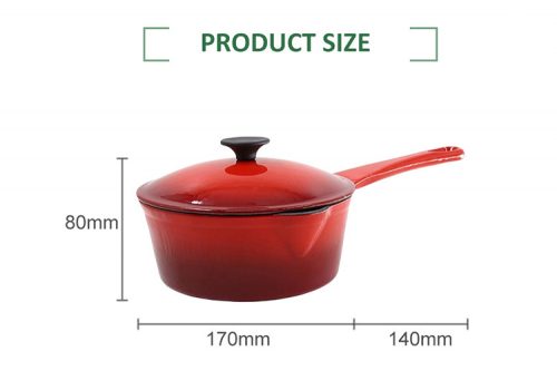 cast iron enamel covered saucepan