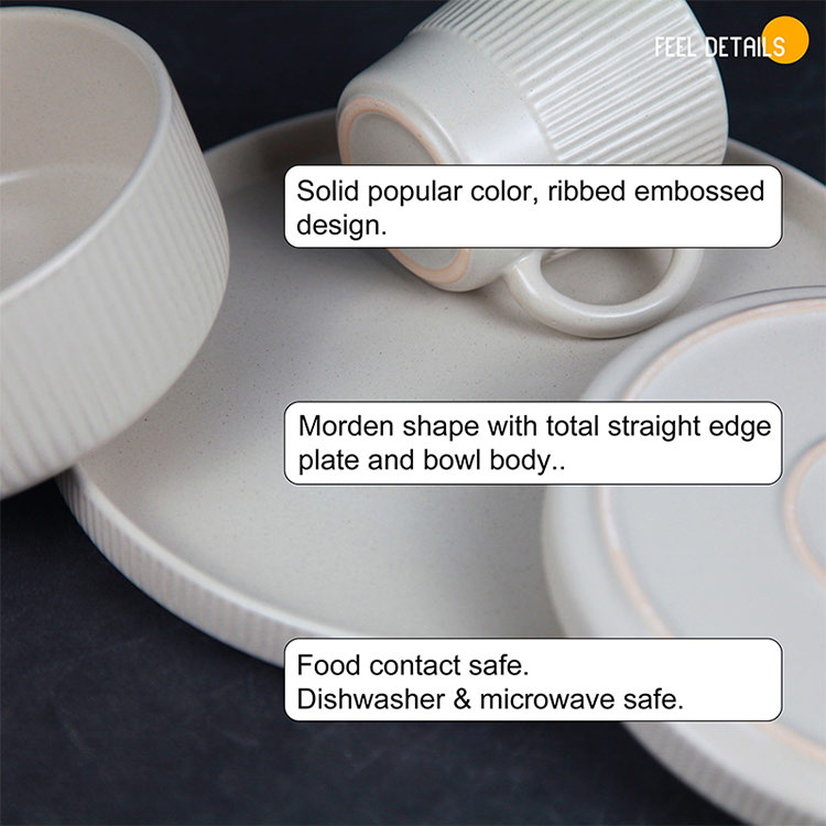 wholesale stoneware embossed solid color dinnerware