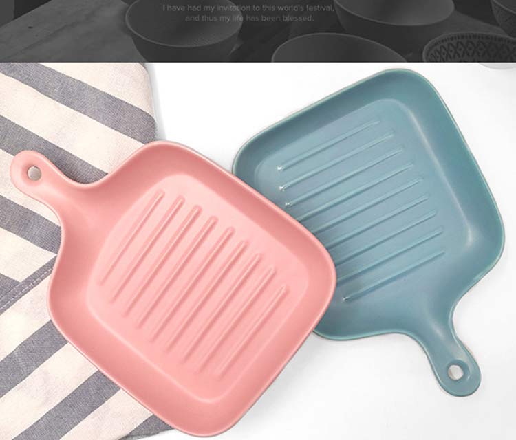 ceramic food baking dish pan with handle