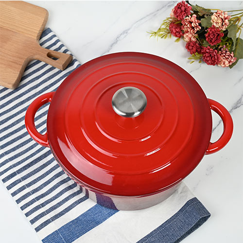 4L red enamel cast iron dutch oven