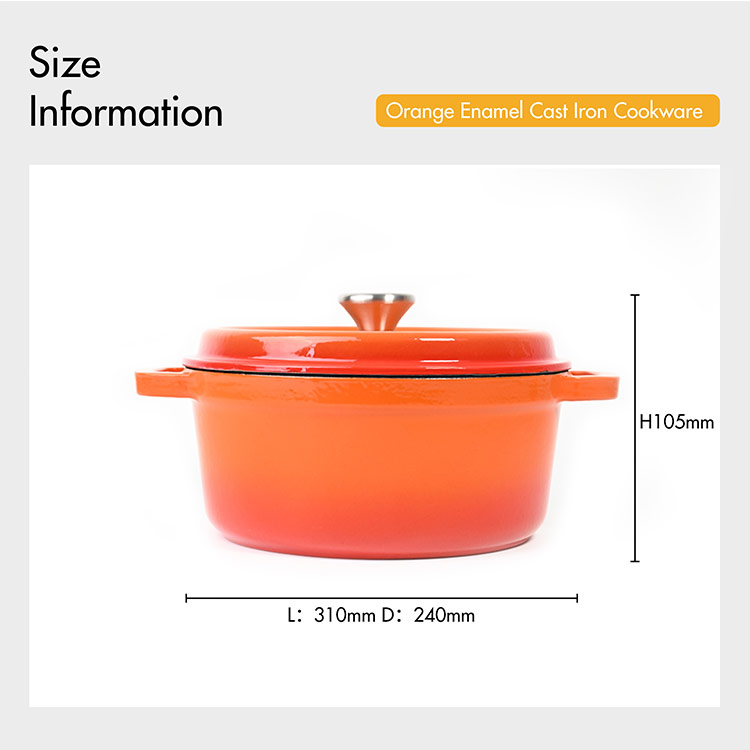 orange enamel cast iron casserole dish in stock