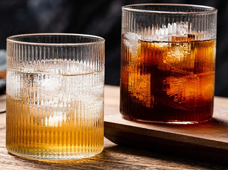 wholesale 300ml ribbed glass tumblers