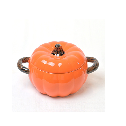 ceramic pumpkin shaped bowl with lid