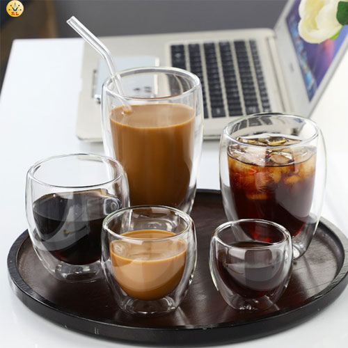 double-wall glass coffee mugs