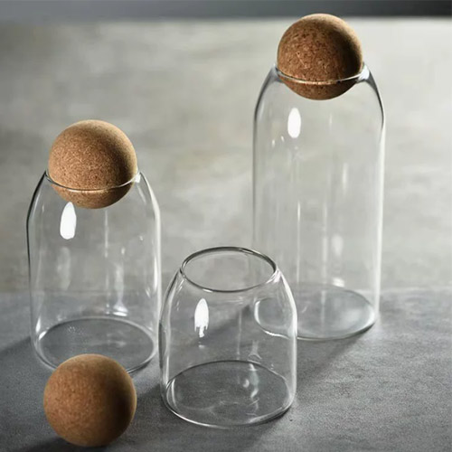 glass storage jar with cork lid