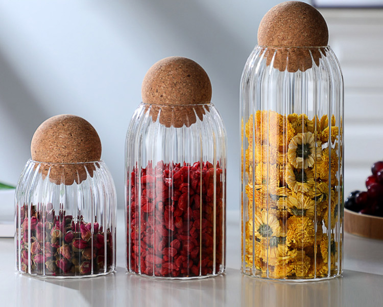 embossed design clear storage jar