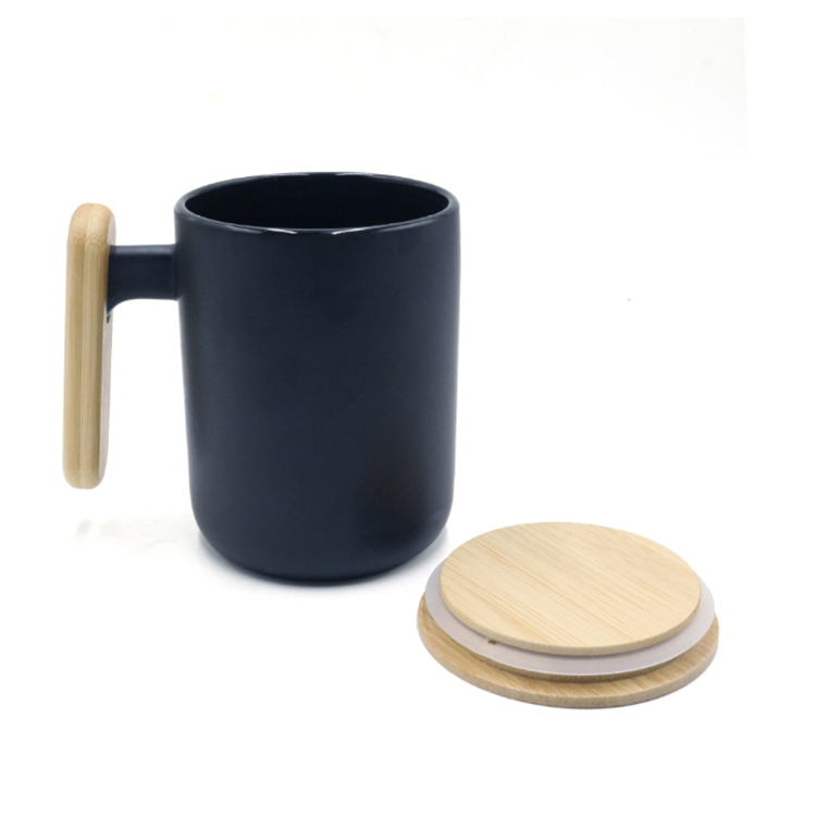 black ceramic mugs with bamboo lid