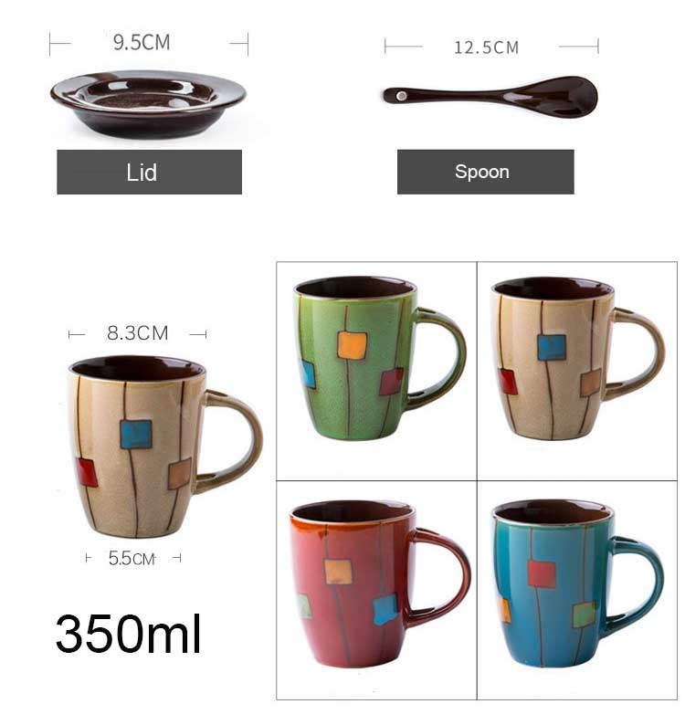 ceramic hand-painted mug with spoon