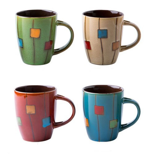 hand-painted 350ml ceramic cup with spoon