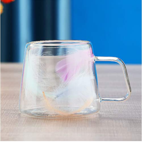 250ml double-wall espresso glass cups with dried flower inside