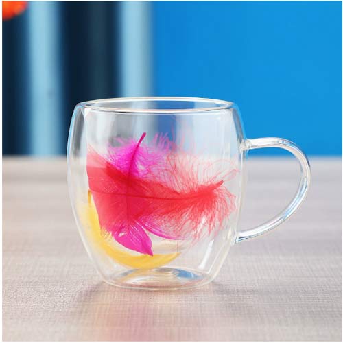 heat-resistant espresso glass cups with dried flower inside