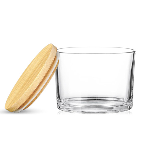 wholesale glass candle jar with wooden lid