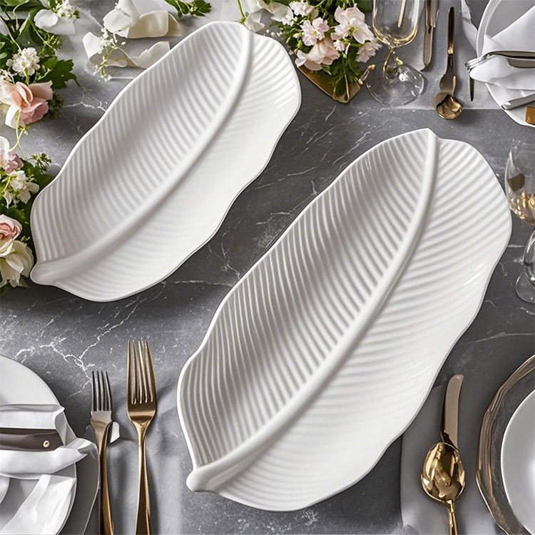 leaf-shaped porcelain plates