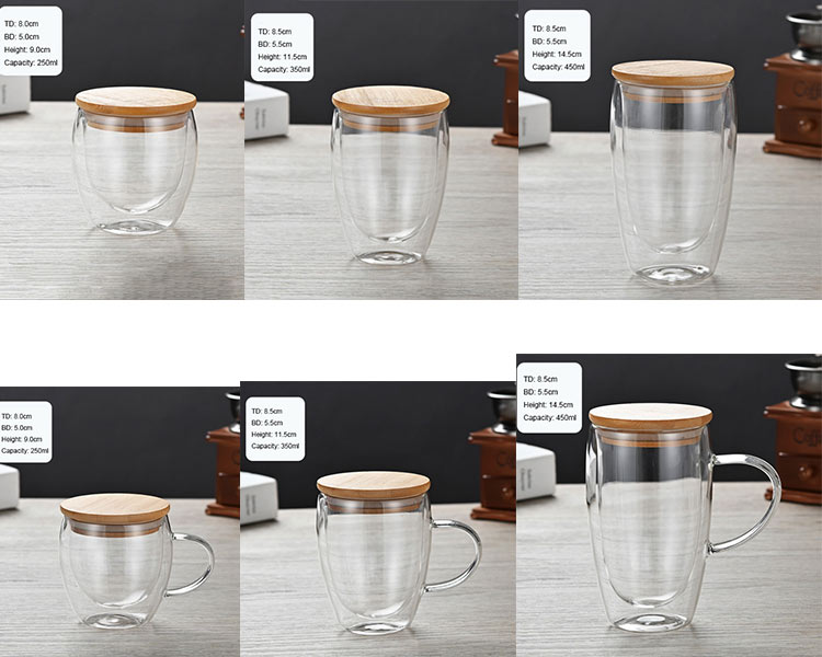 double-walled glass coffee cups with lid