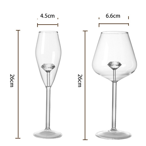 diamond design glass wine goblet