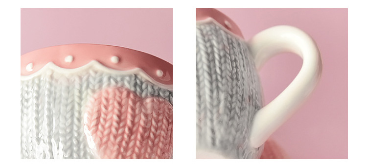 pink ceramic coffee mug and saucer