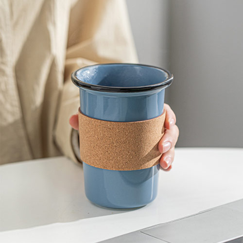 insulated ceramic coffee mugs with PU sleeve