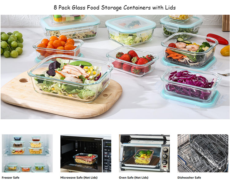Glass Food Storage Containers with Airtight Lids,