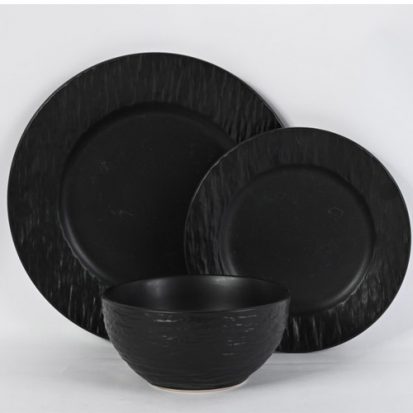 12pcs matte black dinnerware set