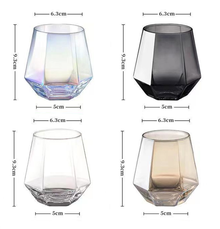 11oz diamond-shaped glass tumbler stemless